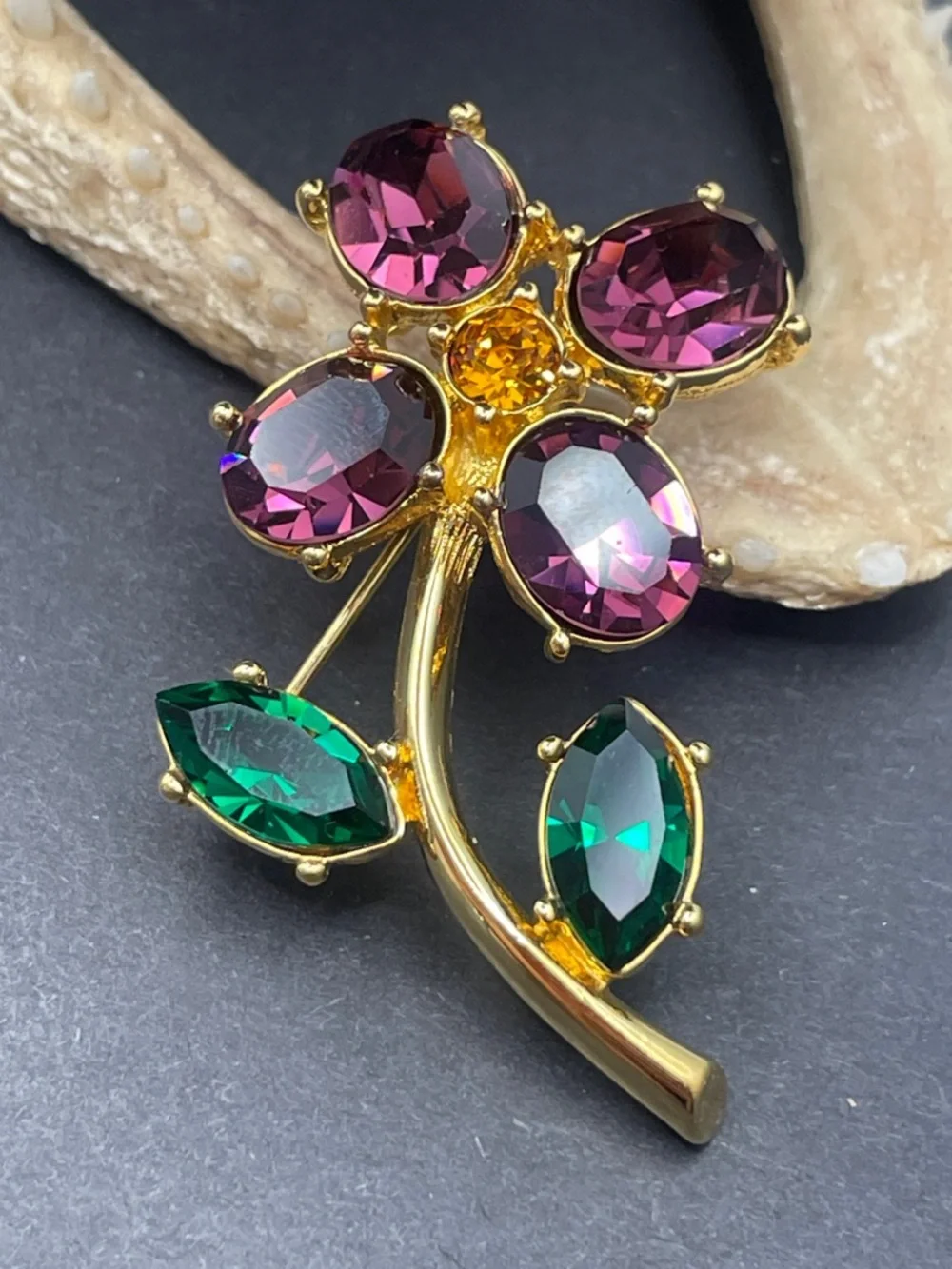 Monet flower brooch vintage - Picture 3 of 5